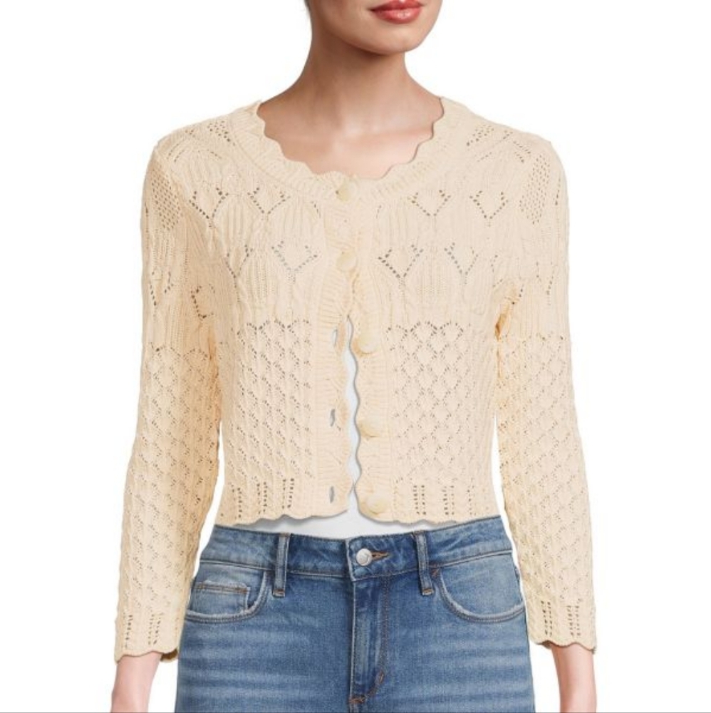 Women's Cream Knit Cardigan Sweater